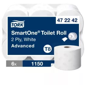   Ipari nagytekercses toalett papír, 19cm, 2 réteg, 100% cellulóz, 6db/csomag, Tork T8 SmartOne Advanced