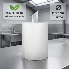  Belső adagolású kéztörlő, 19cm, 2 réteg, 80% cellulóz, 6db/csomag