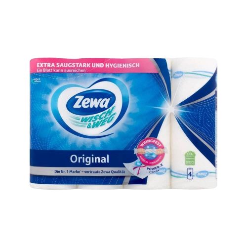 Háztartási kéztörlő, kistekercs, 2 réteg, 4tekercs/csomag, Zewa Wisch&Weg