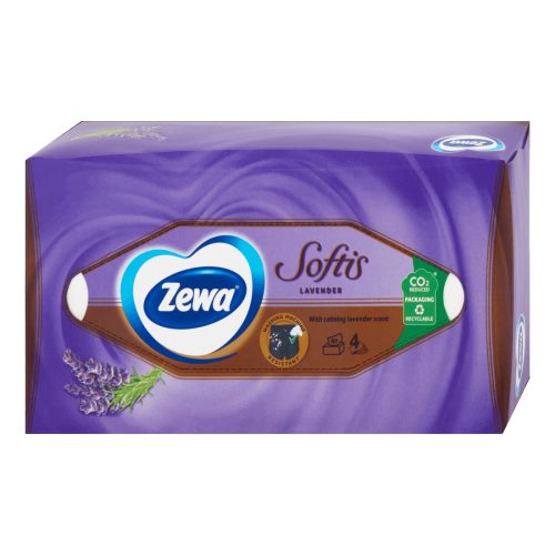 Zewa Softis dobozos papír zsebkendő 4 rétegű 80db Levendula