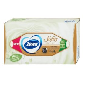   Zewa Softis dobozos papír zsebkendő 4 rétegű 80db Natural Soft