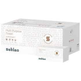   Satino Wepa Supersoft többcélű V hajtogatott törlőkendő 2 réteg, fehér, 22x21cm, 15x200 lap/karton