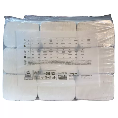 Satino Wepa Saver V hajtogatott kéztörlő 2 rétegű, cellulóz, 24x21cm, 9x336 lap (3024 lap)