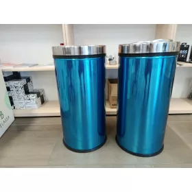   Sérült rozsdamentes Henger billenőfedeles szemetes 45L, fényes