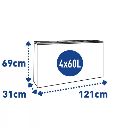 EKO rozsdamentes horganyzott acél szelektív szemetes 4 részes 4x60L