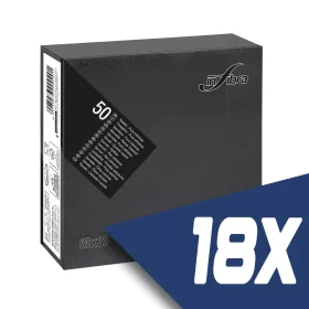   Infibra szalvéta 33x33cm fekete 2 rétegű 50 lap/csomag (18 csomag)