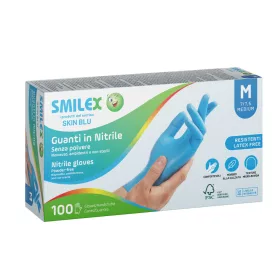   Berica Smilex Skin Blue egyszerhasználatos nitril kék vizsgálókesztyű M, 100 db / doboz
