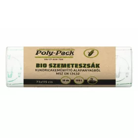   Kukoricakeményítő alapú (EN13432) PLA zsák 730x1150x0,03mm, 120L, 10 darab/tekercs
