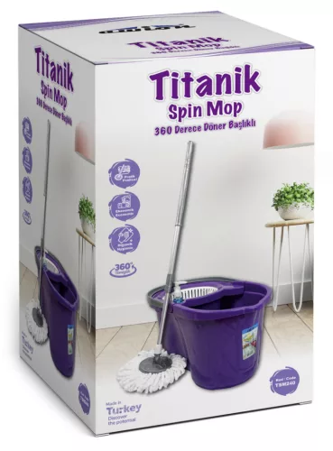 Titanik Spin Mop forgófejes felmosó szett 19 liter (vödör nyél mop)