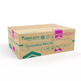   Tubeless PRO 90 Mini tekercses kéztörlő 2 rétegű, fehér, 100% cellulóz, 92m, 12 tekercs/zsugor