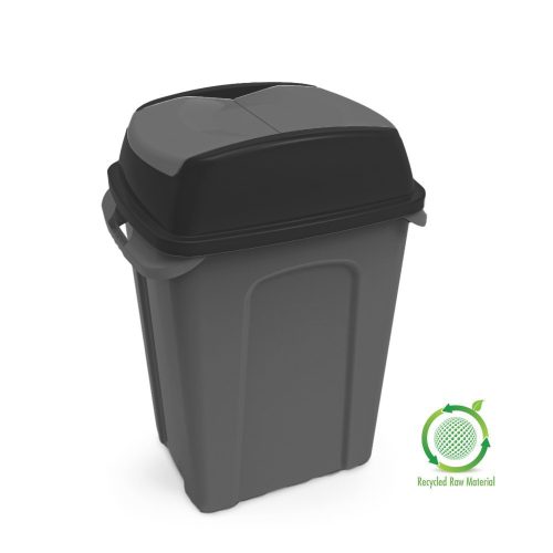 Planet Hippo Billenős Szelektív hulladékgyűjtő szemetes, műanyag, antracit/fekete, 25L