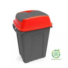   Planet Hippo Billenős Szelektív hulladékgyűjtő szemetes, műanyag, antracit/piros, 25L
