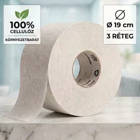   Ipari nagytekercses toalett papír, 19cm, 3 réteg, 100% cellulóz, 12db/csomag